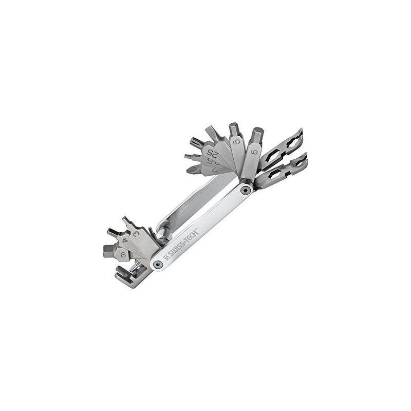 SwissTech ST35060 Polished SS 20-in-1 Bicycle Multitool Kit for Bike Repair, Sports, Camping, Outdoors