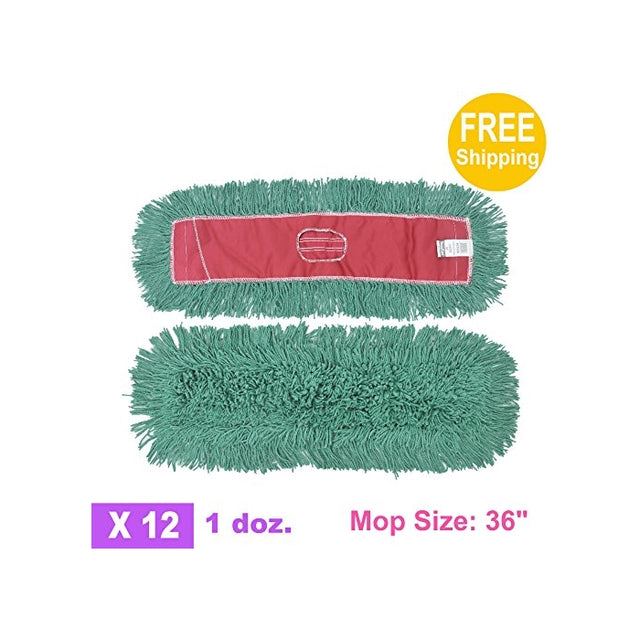 1doz. 36" x 5" SunnyCare #25366 Green Synthetic Cotton Dust Mop 12pcs/Case