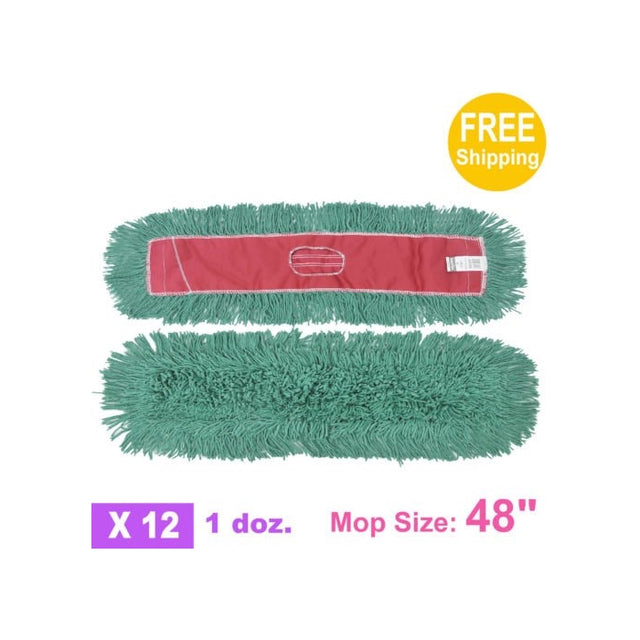 1doz. 48" x 5" SunnyCare #25486 Green Synthetic Cotton Dust Mop 12pcs/Case