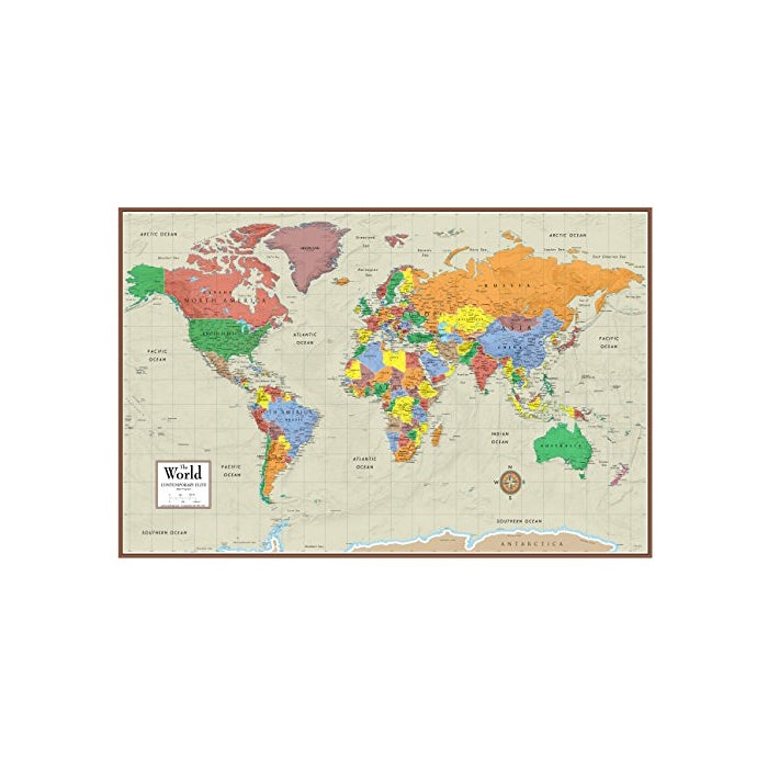 Swiftmaps World Contemporary Elite Wall Map Poster Mural 24h x 36w (Laminated Rolled)
