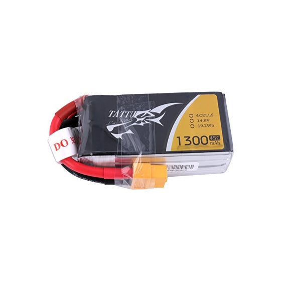 Tattu 14.8V 1300mAh LiPo Battery Pack 45C 4S with XT60 Plug for Nemesis 240 Mini Tweaker 180 Micro Quad LRC Freestyle V1 MXP180 Danaus Vortex FLIP 250S MINI FLIP RC Heli Airplane Drone FPV Quadcopter