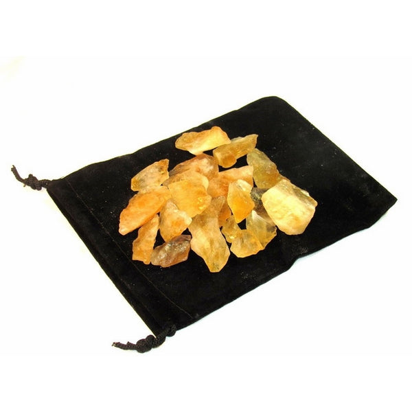 Zentron Crystal Collection Citrine Rough Bulk Stones and Velvet Pouch (1/2 Pound)