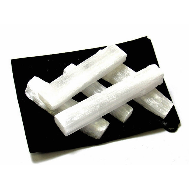 Zentron Crystal Collection: 5 Sticks Natural Selenite Sticklets Bulk Raw Log Crystals