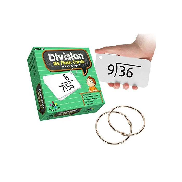 Star Right Math Division Flash Cards, 0-12 (All Facts, 156 Cards) With 2 Rings