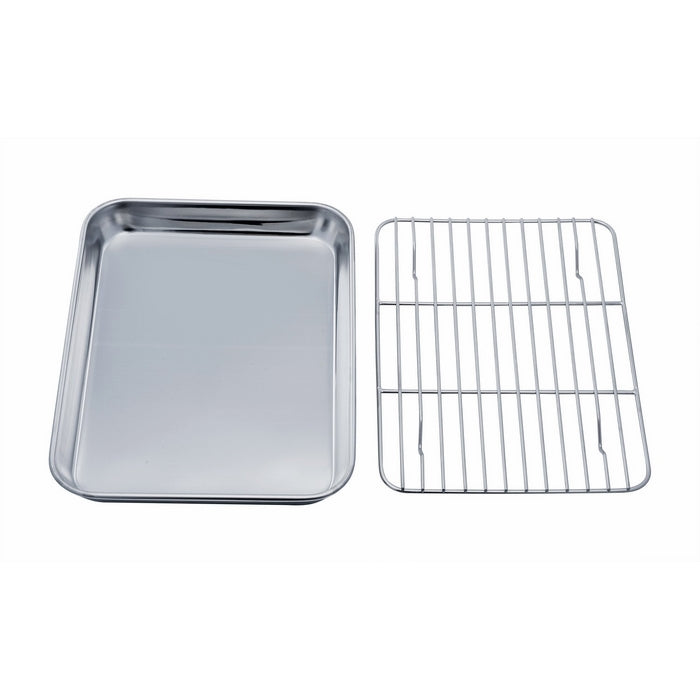 TeamFar Toaster Oven Tray and Rack Set, Stainless Steel Toaster Oven Pan Broiler Pan, Compact 7''x9''x1'', Non Toxic & Healthy, Easy Clean & Dishwasher Safe
