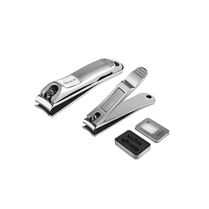 Nail Clippers, Sucica Stainless Steel Fingernail & Toenail Clippers Sharp Nail Cutter - Heavy Duty Nail Clippers for Men & Women (Set of 2)