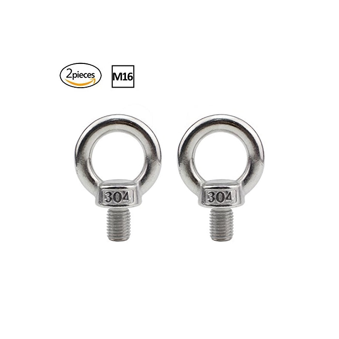 Sutemribor M16 Thread Machinery Shoulder Lifting Ring Eye Bolt, 304 Stainless Steel Screw Bolt With Male Thread (2PCS)