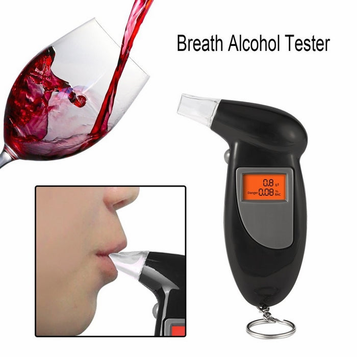 Tektrade Professional Breathalyzer Keychain, Alcohol Tester Red Backlit Breath Analyzer Portable High-Precision Breathalyzer with LCD Display, Black