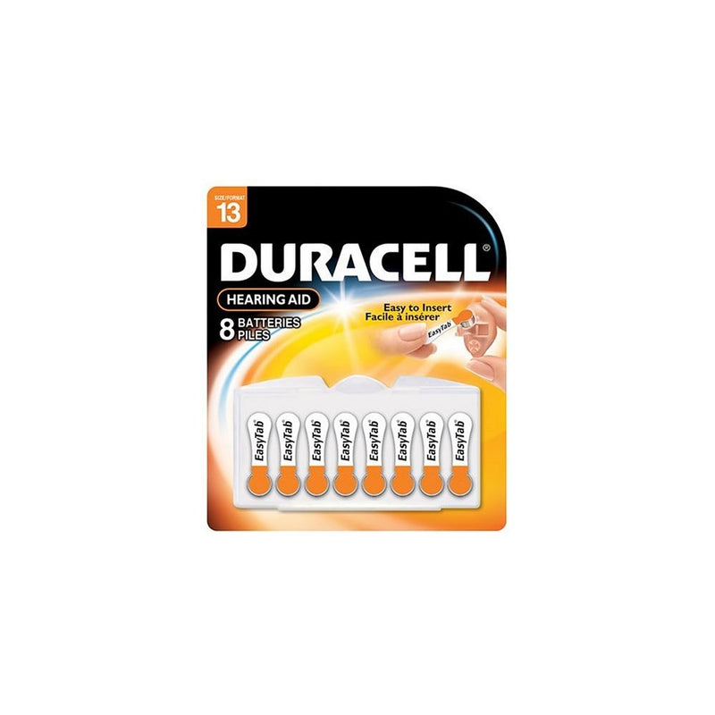 Duracell 1.4 Volt Zinc Air Hearing Aid Batteries Size 13 DA13B8 (8 Batteries)