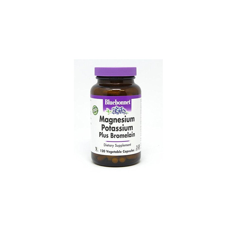 BlueBonnet Magnesium Potassium Plus Bromelain Vegetarian Capsules, 120 Count