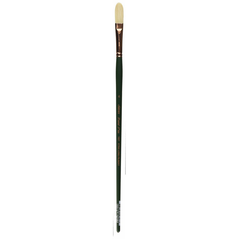 Silver Brush 1027-6 Grand Prix Premier Long Handle Hog Bristle Brush, Extra Long Filbert, Size 6