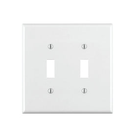 Leviton 80709-W 2-Gang Toggle Device Switch Wallplate, Standard Size, Thermoplastic Nylon, Device Mount, White