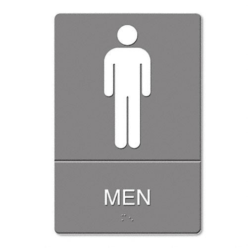 Headline Signs ADA Sign, Men Restroom Symbol with Tactile Graphic, Molded Plastic, 6 x 9, Gray