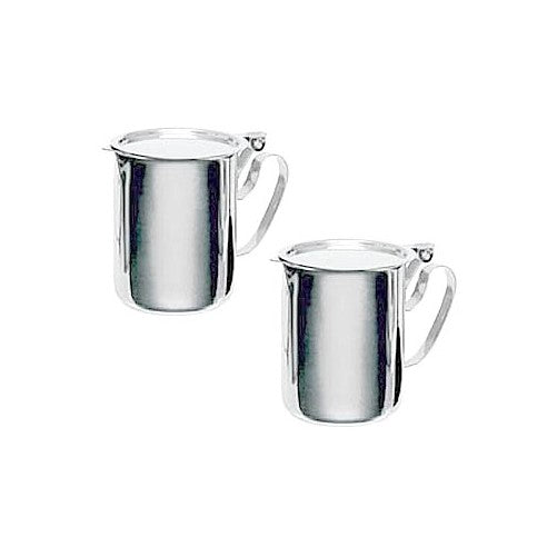 TWO COMMERCIAL STAINLESS STEEL CREAMERS - FLAT STACKABLE LID