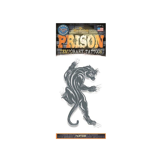 Tinsley Transfers Panther Prison Temporary FX Tattoo, Black/White