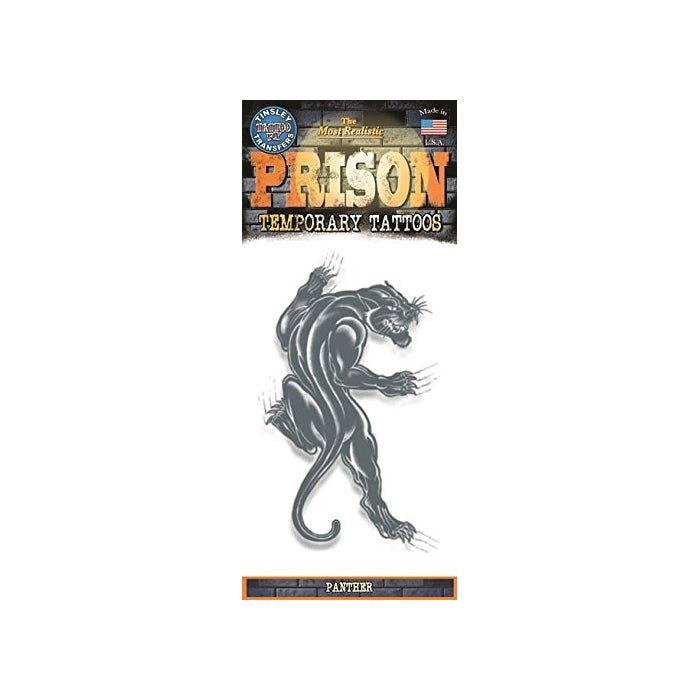 Tinsley Transfers Panther Prison Temporary FX Tattoo, Black/White