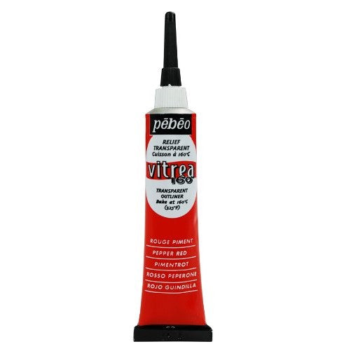 Pebeo Vitrea 160, Glass Paint Outliner, 20 ml Tube - Pepper Red