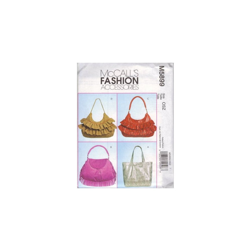 McCalls Fashion Accessories Pattern M5899 for Hobo Bags