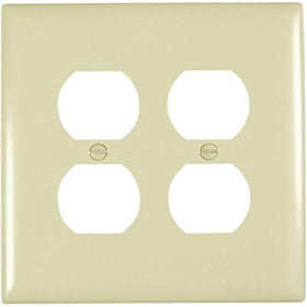 Pass & Seymour TPJ82ICC10 2 Gang Double Duplex Outlet Opening Wall Plate, Nylon, Ivory
