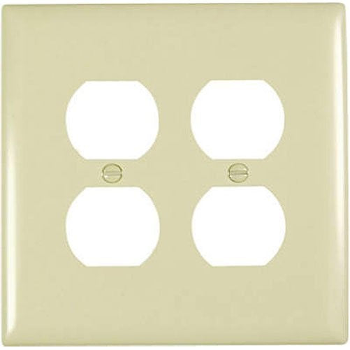 Pass & Seymour TPJ82ICC10 2 Gang Double Duplex Outlet Opening Wall Plate, Nylon, Ivory
