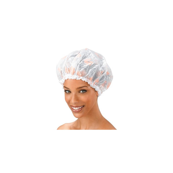 Shower Cap - Floral Pattern, Vinyl material, elastic band, extra large, large, won't fall off your head,