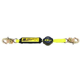 3M DBI-SALA 1241460 Shock Absorbing Lanyard, 6' Single-Leg Retractable Web and Snap Hooks At Each End, Navy/Yellow