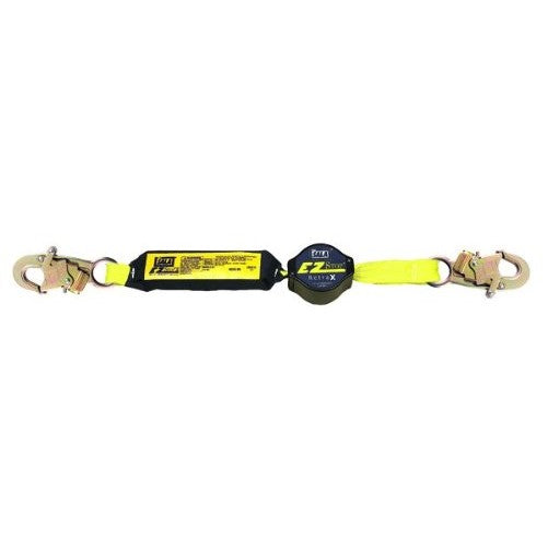 3M DBI-SALA 1241460 Shock Absorbing Lanyard, 6' Single-Leg Retractable Web and Snap Hooks At Each End, Navy/Yellow