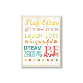 The Kids Room by Stupell Play Often Typography Rectangle Wall Plaque, 11 x 0.5 x 15, Proudly Made in USA