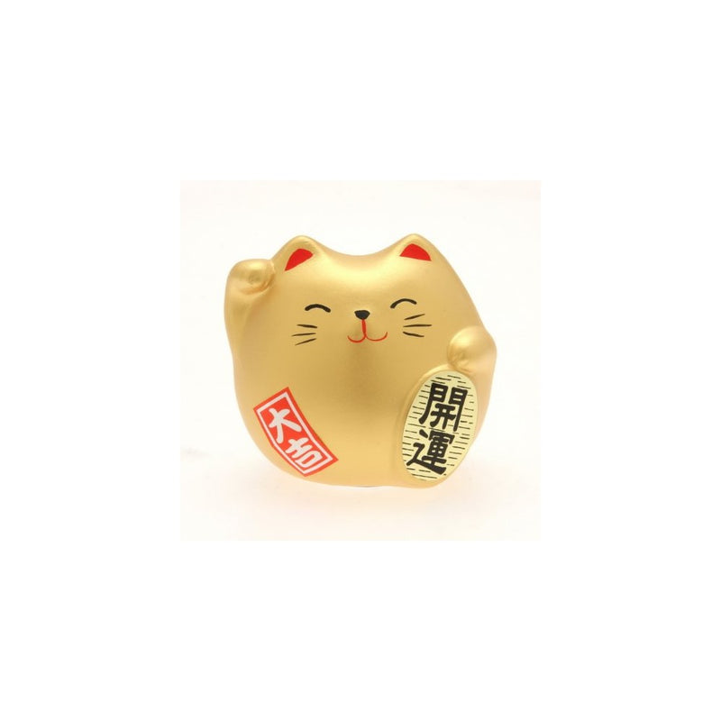 Kotobuki Maneki Neko Charm Kai-un Collectible Figurine, Fortune, Gold