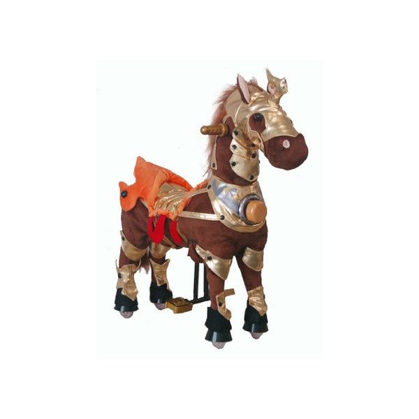 UFREE Musical Rocking Horse with Golden Armor, Action Ride on Toy , Safety Cute Look, for 3-5 Year-Old Kids