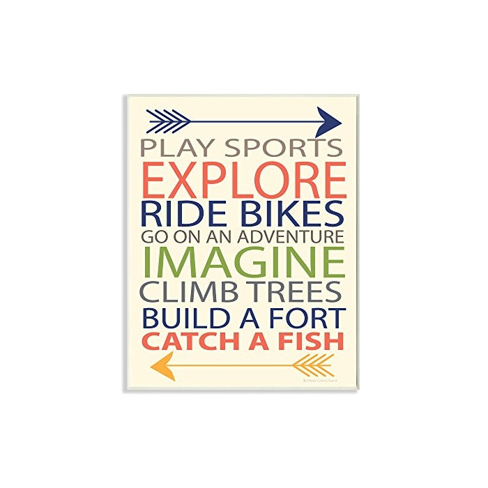 Stupell Home Décor Typography Art Wall Plaque, A Kid's To-Do List With Arrows, 11 x 0.5 x 15, Proudly Made in USA