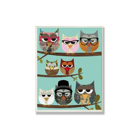 The Kids Room by Stupell Professional Owls On A Branch Rectangle Wall Plaque, 11 x 0.5 x 15, Proudly Made in USA