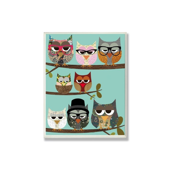 The Kids Room by Stupell Professional Owls On A Branch Rectangle Wall Plaque, 11 x 0.5 x 15, Proudly Made in USA