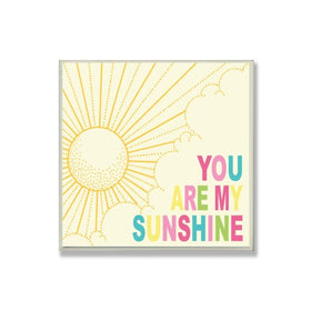 The Kids Room by Stupell You Are My Sunshine Rainbow Typography Square Wall Plaque, 11 x 0.5 x 15, Proudly Made in USA