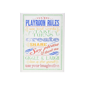 The Kids Room by Stupell Colorful Playroom Rules Use Kind Words Rectangle Wall Plaque, 11 x 0.5 x 15, Proudly Made in USA
