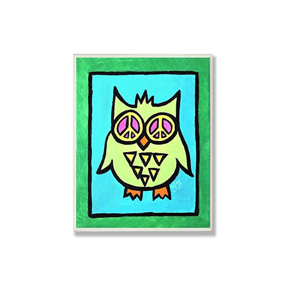 The Kids Room by Stupell Green Peace Owl Rectangle Wall Plaque