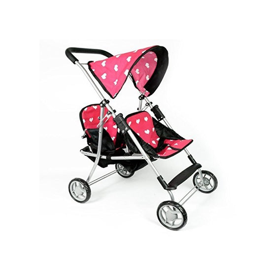 My First Doll Twin Stroller - Cutest Heart Design Doll Twins Stroller - Great Toy Gift for Girls