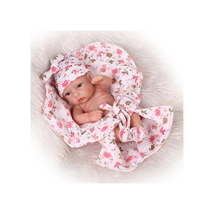 Npkdoll Reborn Baby Doll Hard Silicone 11inch 28cm Small Quilt Girl by NPK