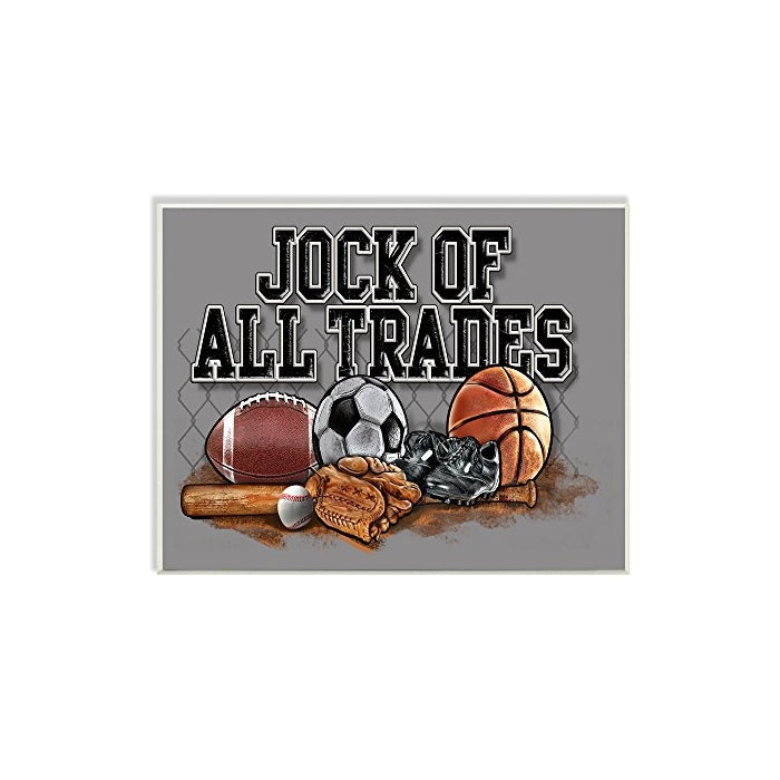 Stupell Home Décor Art Wall Plaque, Jock Of All Trades Sports Balls, 11 x 0.5 x 15, Proudly Made in USA
