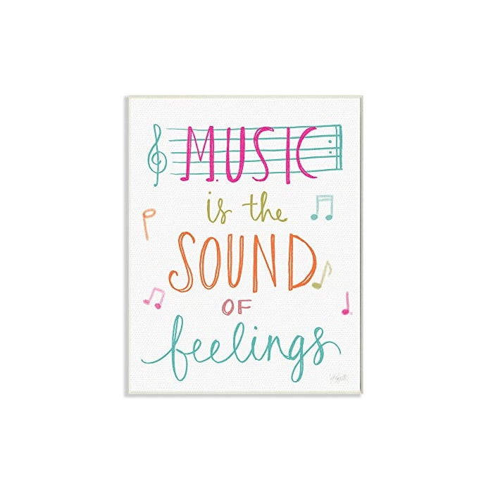 Stupell Home Décor Music is the Sound of Feelings Wall Plaque Art, 10 x 0.5 x 15, Proudly Made in USA
