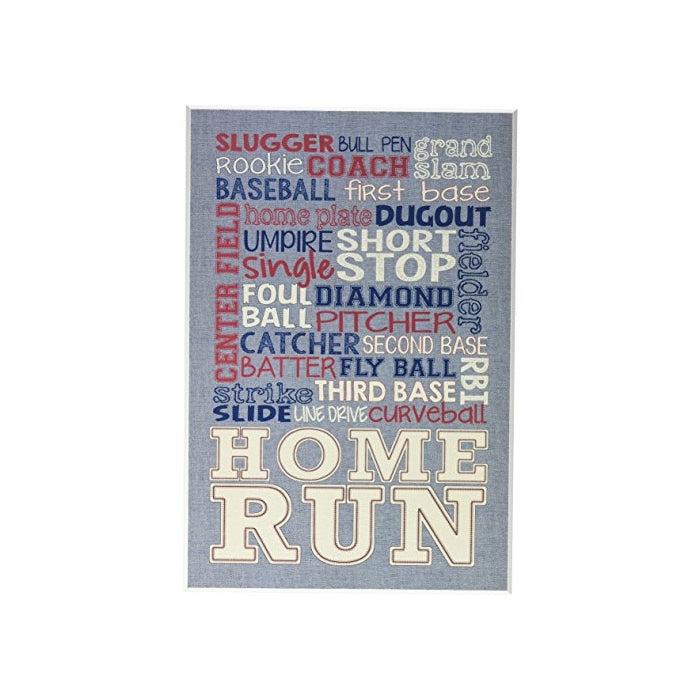 Stupell Home Décor Baseball Typog Denim Feel Wall Plaque Art, 10 x 0.5 x 15, Proudly Made in USA
