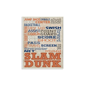 Stupell Home Décor Orange and Navy Basketball Typog Wall Plaque Art, 10 x 0.5 x 15, Proudly Made in USA