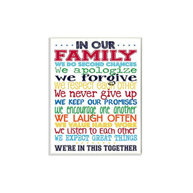 Stupell Home Décor In Our Family Rainbow Typog Wall Plaque Art, 10 x 0.5 x 15, Proudly Made in USA