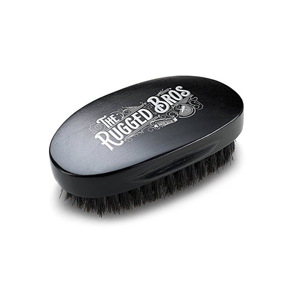 Beard Brush for Men by The Rugged Bros - Made from 100% Pure Wild Boar Hair - Best Round Hair Comb for Facial Care, Conditioning, and Distributing Oil - Perfect for Maintenance of Beards and Moustache