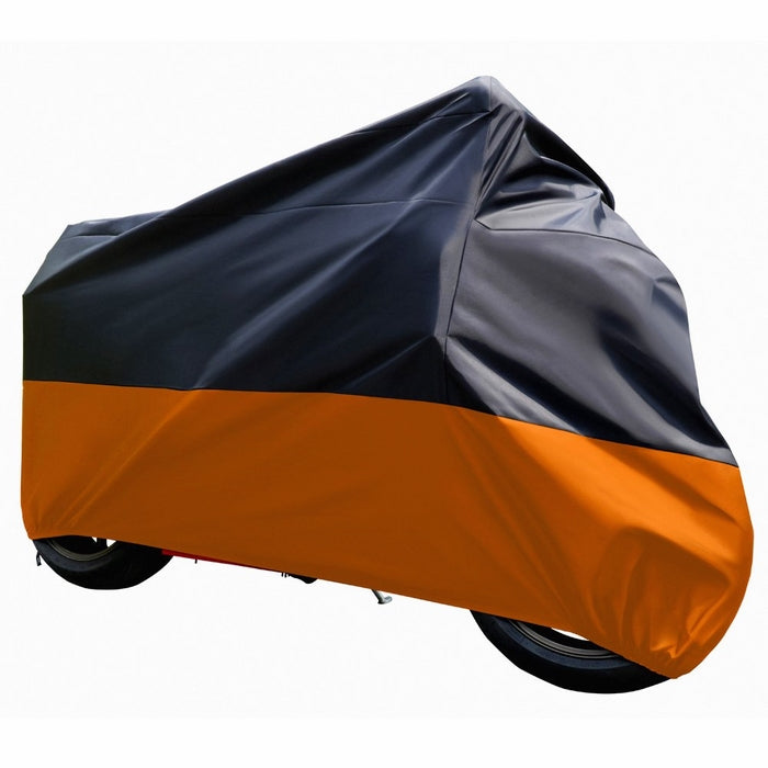 Tokept Black and Orange Waterproof Sun Motorcycle cover (XXXL).116" for Honda Kawasaki Yamaha Suzuki Harley Davidson