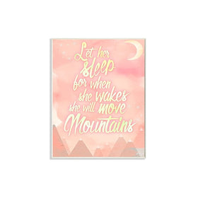 Stupell Home Décor Let Her Sleep Pink Water Color Mountains Wall Plaque Art, 10 x 0.5 x 15, Proudly Made in USA