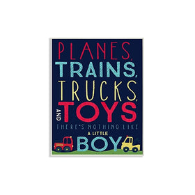 Stupell Home Décor Planes, Trains, Trucks and Toys Wall Plaque Art, 10 x 0.5 x 15, Proudly Made in USA