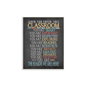Stupell Home Décor Classroom Rules Rainbow Chalk Wall Plaque Art, 10 x 0.5 x 15, Proudly Made in USA