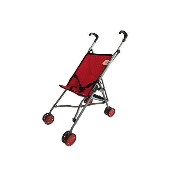 My First Doll Stroller for Kids - Super Cute Doll Stroller for Girls - SUPERIOR QUALITY Red Quilted Fabric- NEW LUXURY COLLECTION - Doll Stroller Folds for Storage - Great Gift for Toddlers