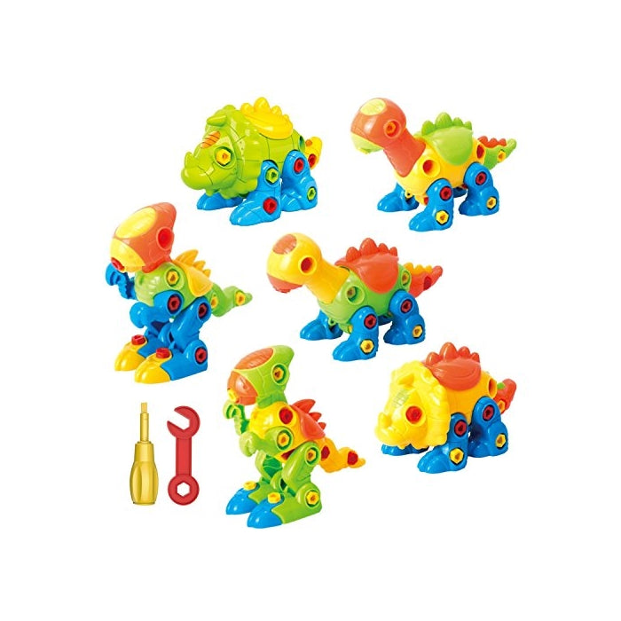 Dinosaur Toys Take Apart Toys With Tools - Pack of 6 Dinosaurs - Construction Engineering STEM Learning Toy Building Play Set - Toy for Boys & Girls Age 3 - 12 years old